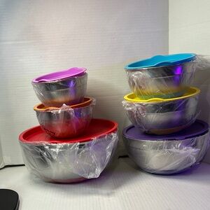 Stainless Steel Mixing Bowl Set with Colorful Lids 12 piece